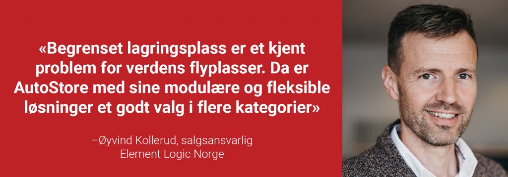 Rød sitatboks med portrettbilde av Øyvind Kollerud fra Element Logic.